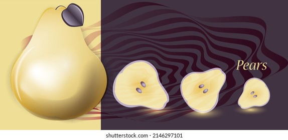 Abstract pears on yellow. Vector illustration