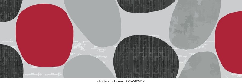 Abstract Pebble Pattern with Red and Gray Stones
