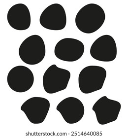 Abstract pebble shapes. Organic stone pattern. Minimalist vector design. Bold black elements.