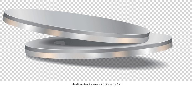 Abstract pedestal podium 3D design on transparent background. Minimal empty stand concept 3d shape for presenting products display, stage showcase, cosmetic ads, promotion. Vector geometric
