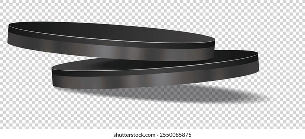 Abstract pedestal podium 3D design on transparent background. Minimal empty stand concept 3d shape for presenting products display, stage showcase, cosmetic ads, promotion. Vector geometric
