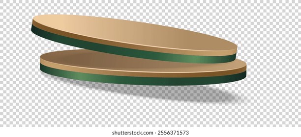 Abstract pedestal podium 3D design on transparent background. Minimal empty stand concept 3d shape for presenting products display, stage showcase, cosmetic ads, promotion. Vector geometric
