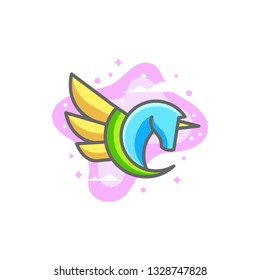 Abstract Pegasus Color Pastel Designs illustration vector template. Suitable for Creative Industry, Multimedia, entertainment, Educations, Shop, and any related business