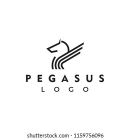 Abstract pegasus horse logo symbol creative graphic design custom logo design