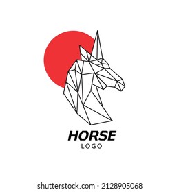 Abstract pegasus horse with polygonal shape logo