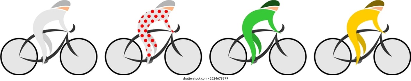 Um pelotão abstrato de ciclistas sobre um fundo transparente