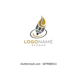 Abstract pencil logo, pencil with candle vector logo design