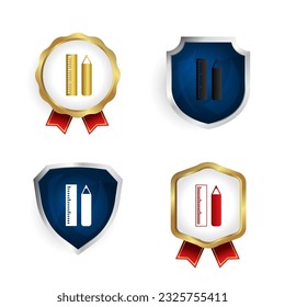 Abstract Pencil Ruler Badge and Label Collection, can be used for business designs, presentation designs or any suitable designs.