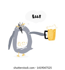 Abstract penguin character. Vector flat bird illustration. 