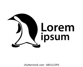 Abstract penguin logo. Vector penguin logo design template. silhouette black white. Penguin icon, outline vector sign, Symbol, logo illustration