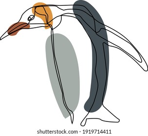 Abstract penguin, one line drawing. Hand drawn outline illustrations. Continuous Line Animal Vector Illustration