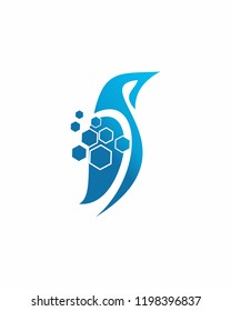 Abstract Penguin With Polygon shape Logo Template