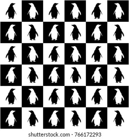 abstract penguin silhouette pattern, digital paper