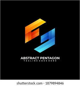 Abstract pentagon colorful logo design modern