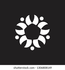 abstract pentagon curves dots frame logo vector