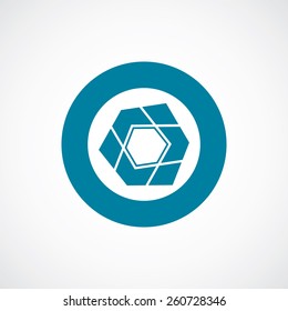 abstract pentagon icon bold blue circle border, white background  