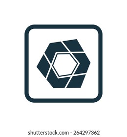 abstract pentagon icon Rounded squares button, on white background
