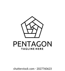 Abstract Pentagon Logo Design with Line Art Illustration