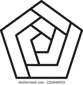 Abstract pentagon maze logo illustration in trendy and minimal style isolated on background