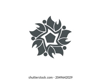 Abstract pentagon shaped and circular flower as a flame, suitable for the logo template.