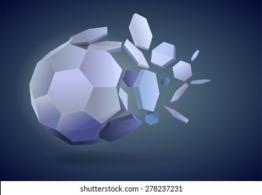Abstract pentagon sphere, 3d ball vector illustration