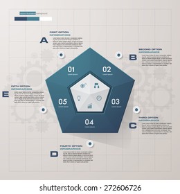 Abstract pentagonal infographics elements.Vector illustration.