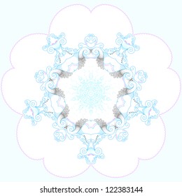 Abstract pentagonal lace pattern. Spiral filigree ornament. Colors are easily editable.