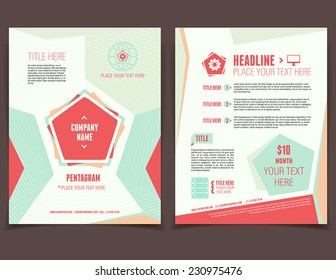 Abstract pentagram corporate design template for broshure cover and flyer