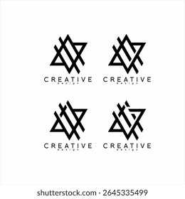 Abstract pentagram star logo design with cross and number seven.
