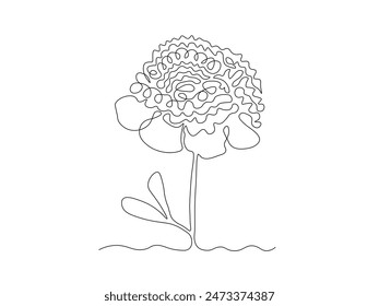 flor abstracta de la peonía, boceto continuo del dibujo de la sola línea, logotipo