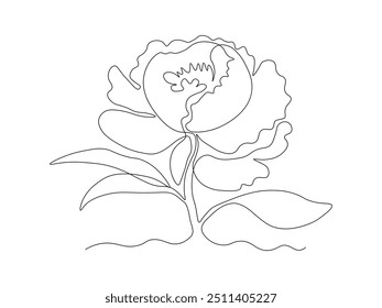 abstrakte Pfingstrosenblume, durchgehende einzeilige Zeichnung Skizze, Logo