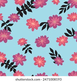 Abstractas patrón de flores de peonía sin fisuras. Adorno floral en estilo simple. Vector diseño botánico.