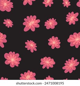Abstract peony flowers seamless pattern. Floral ornament in simple style. Vector botanical design.