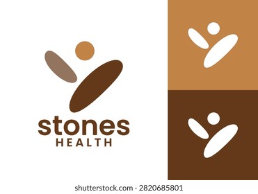 abstract people balancing stones logo design