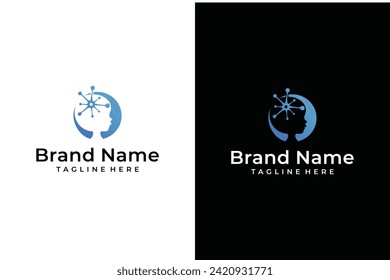 abstract people brain face vector logo