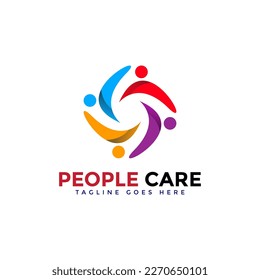 Abstract People Care Logo. Human Icon with Circular Hands Symbol. Flat Vector Logo Design Template Elements. Free Vector