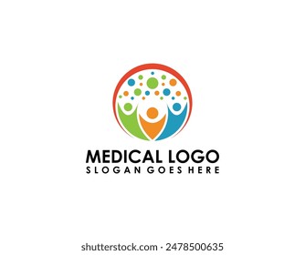 Abstract People Care Logo. Human Icon with Circular Two Hands Symbol. Flat Vector Logo Design Template Element.