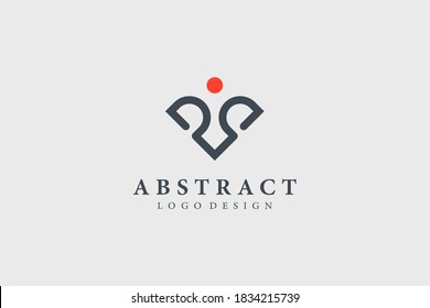 Abstract People Care Logo. Initial Letter V Human Icon with Heart Symbol Combination isolated on White Background. Usable for Business and Branding Logos. Flat Vector Logo Design Template Element.