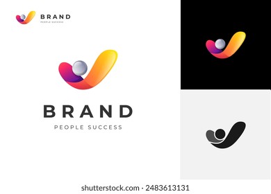 Abstract People Check business success Logo design, human good service icon symbol, analysis health check logo element