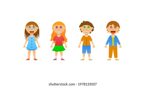 Abstract People Children Boy Girl Vector Design Style