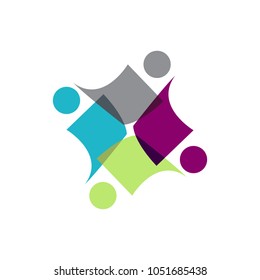 Abstract people colored teamwork logo vector