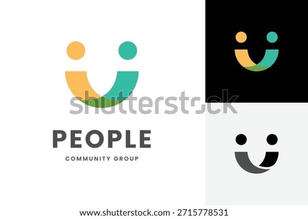 Abstract People Community Logo. design with smile happiness icon symbol. creative Logo Design Element for partnership, Dental Clinic and Social App