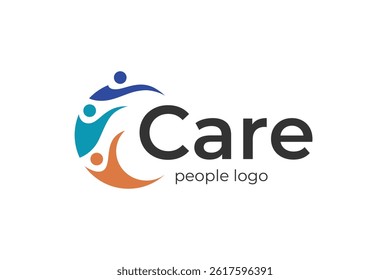 Abstract people community logo icon design with initial C letter graphic concept. team care charity logo template