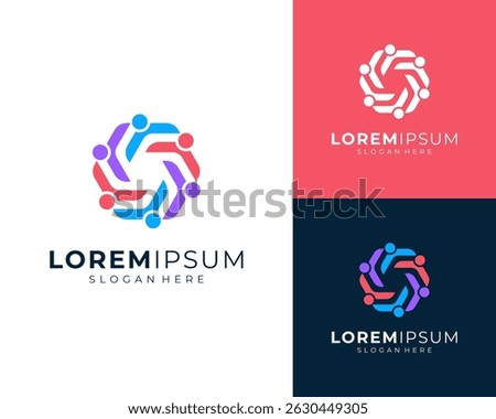 Abstract People Community Teamwork For Human Partnership Group Vector Logo Design Illustration