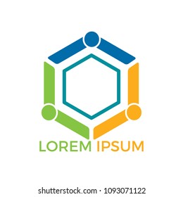 Abstract People community vector logo design. Teamwork symbol. Social logo. Partnership people.