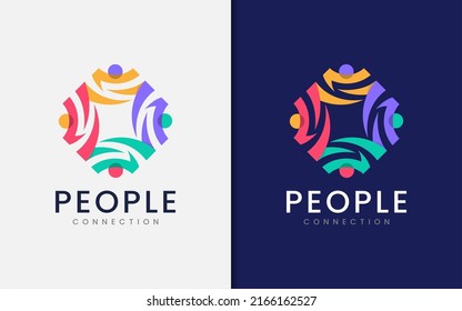 Resumen El diseño del logotipo de la conexión de la gente con un concepto de estilo divertido y colorido. 