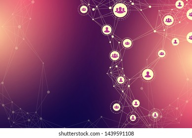 Abstract people connection technology concept . Global business concept and internet technology background. Modern company processes. Analytical networks. Vector illustration.