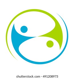 Abstract people cooperation - team work icon