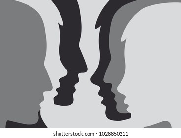 Abstract people and crowd. Concept of dialogue between people, meeting and party