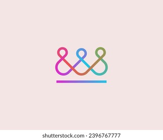 Abstract people crown linear logo. Creative queen king symbol. Family community cooperation logo concept. Vector illustration.